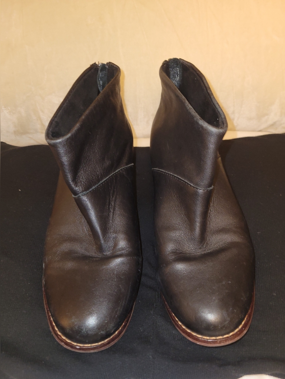 Toms Black Leather Ankle Booties